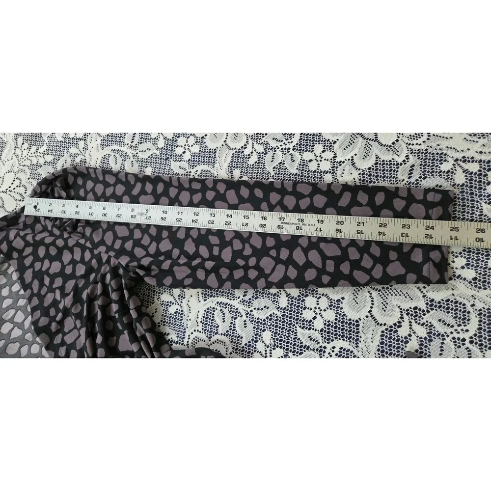 Ann Taylor Wrap Dress 14 Black/Gray Animal Print Midi Long Sleeve Stretch NWT‎
